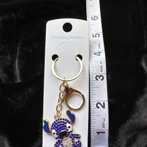 Bag Keychain Lilo & Stitch Rhinestone Bag Charm Rhinestone Keyring NEW - Picture 3 of 6